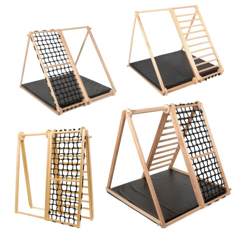 Indoor Wooden Climbing Frame Zebra Black