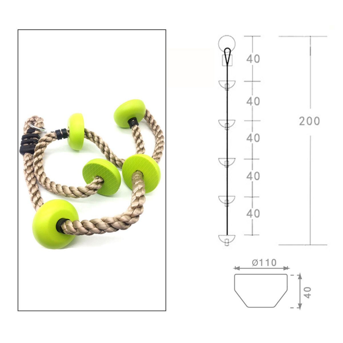 gym climbing rope with supports outdoor 2 m4