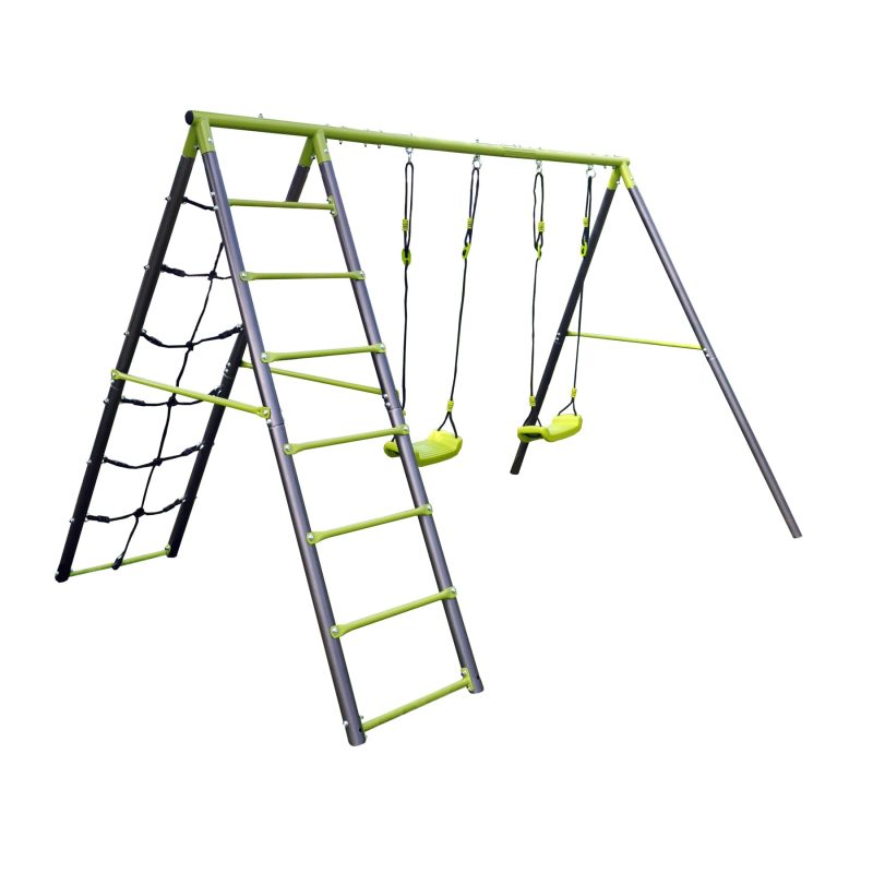 Double Swing with Climbing Net Deluxe